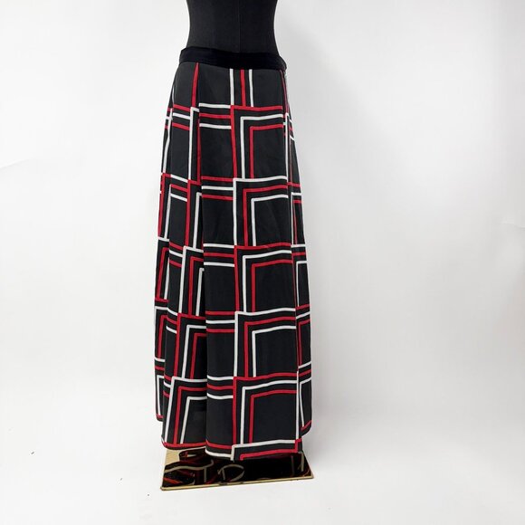 GEOMETRIC PRINTED SATIN MAXI SKIRT - Picture 4 of 7